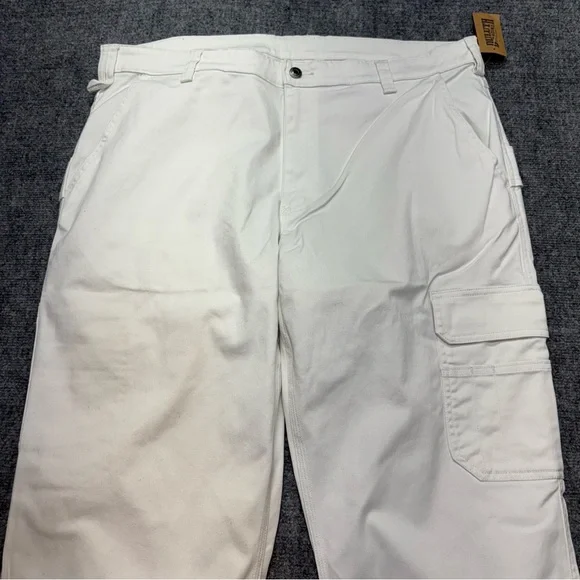 NWT Duluth Trading Pants Mens 40x30 White Everyday Carpenter Flex Relaxed Fit